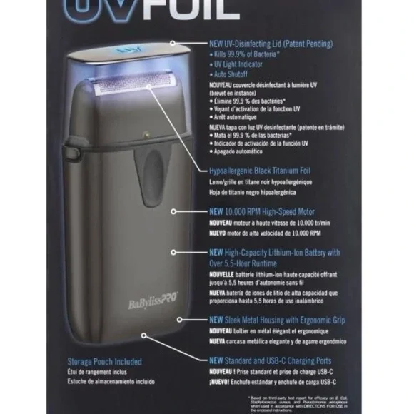 BaBylissPRO Silver and Black Electric Shaver